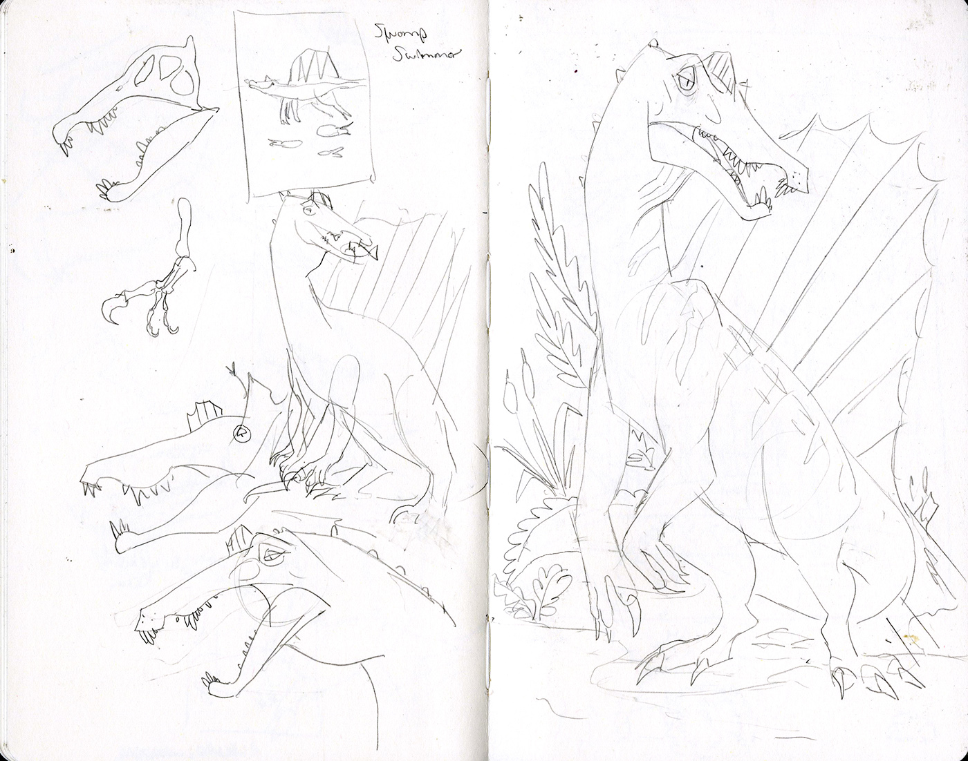 paleoart non fiction childrens book dinosaurs spinosaurus dimetrodon velociraptor sketches paleontology fossils