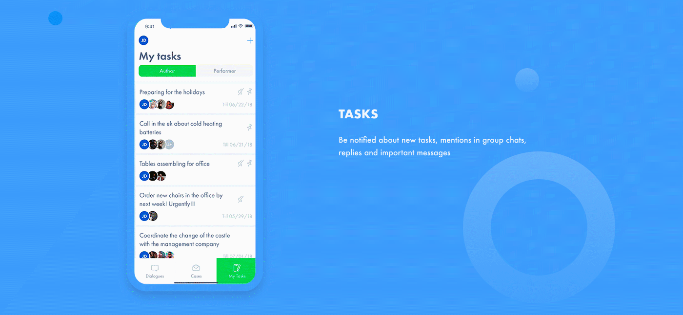 ux UI android ios mobile app messenger Chat task manager TEAMWORK