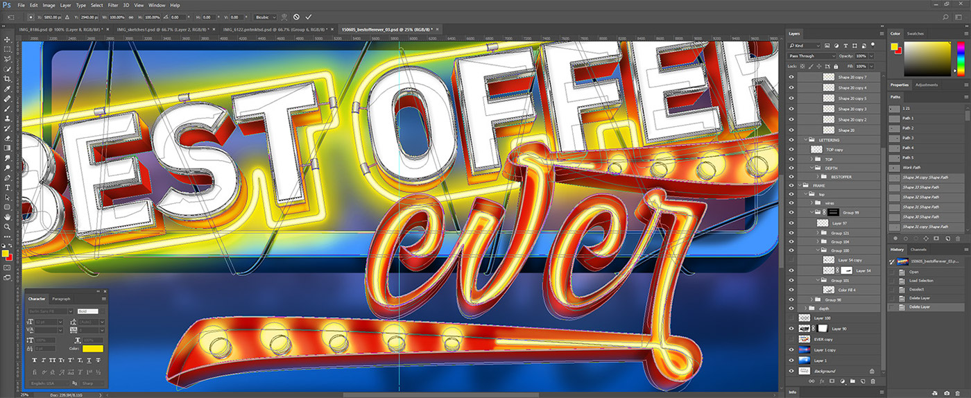 lettering 3D photoshop game design mobile
