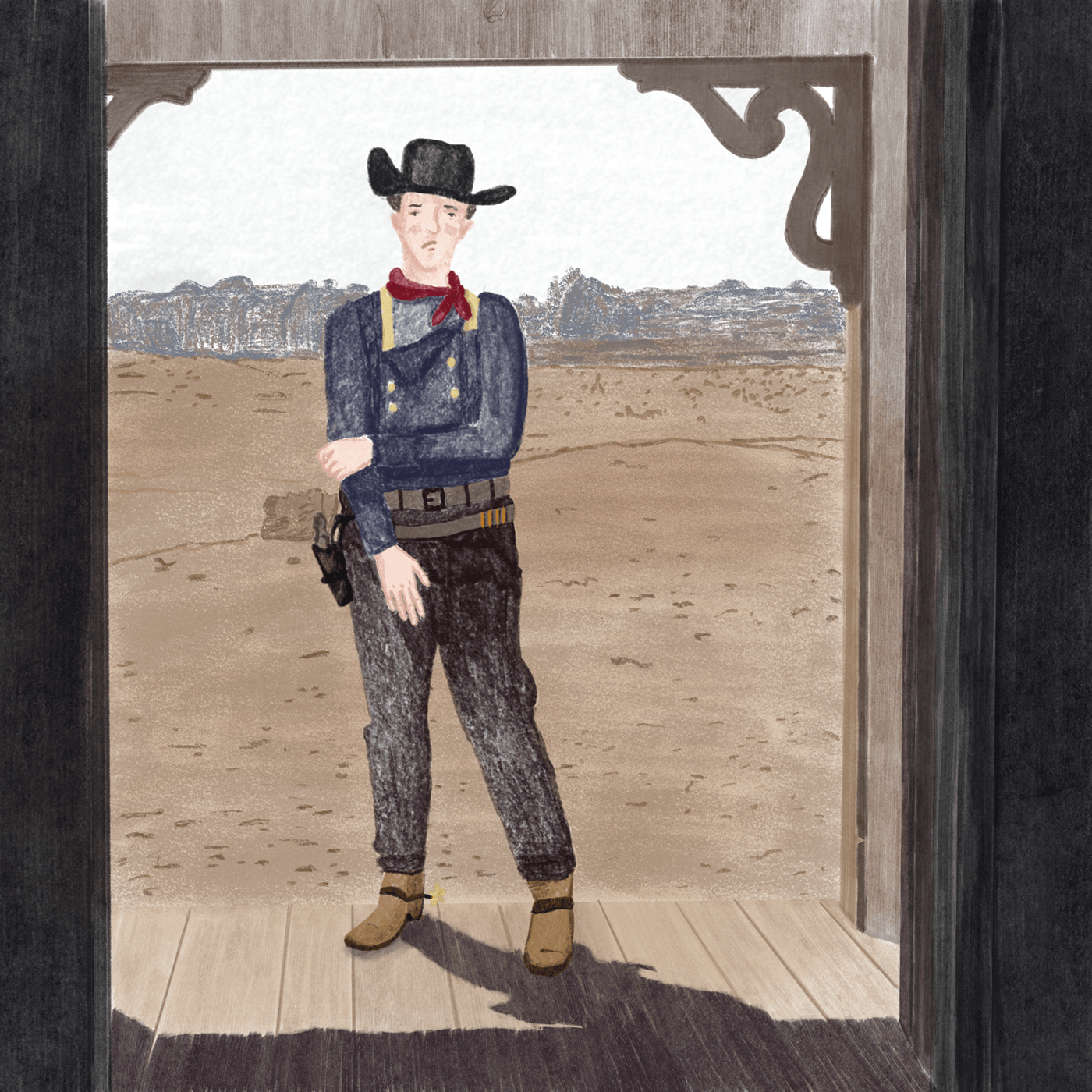 digital painting DigitalIllustration Drawing  Editorial Illustration ILLUSTRATION  John Wayne movie poster Procreate the searchers westernclassic