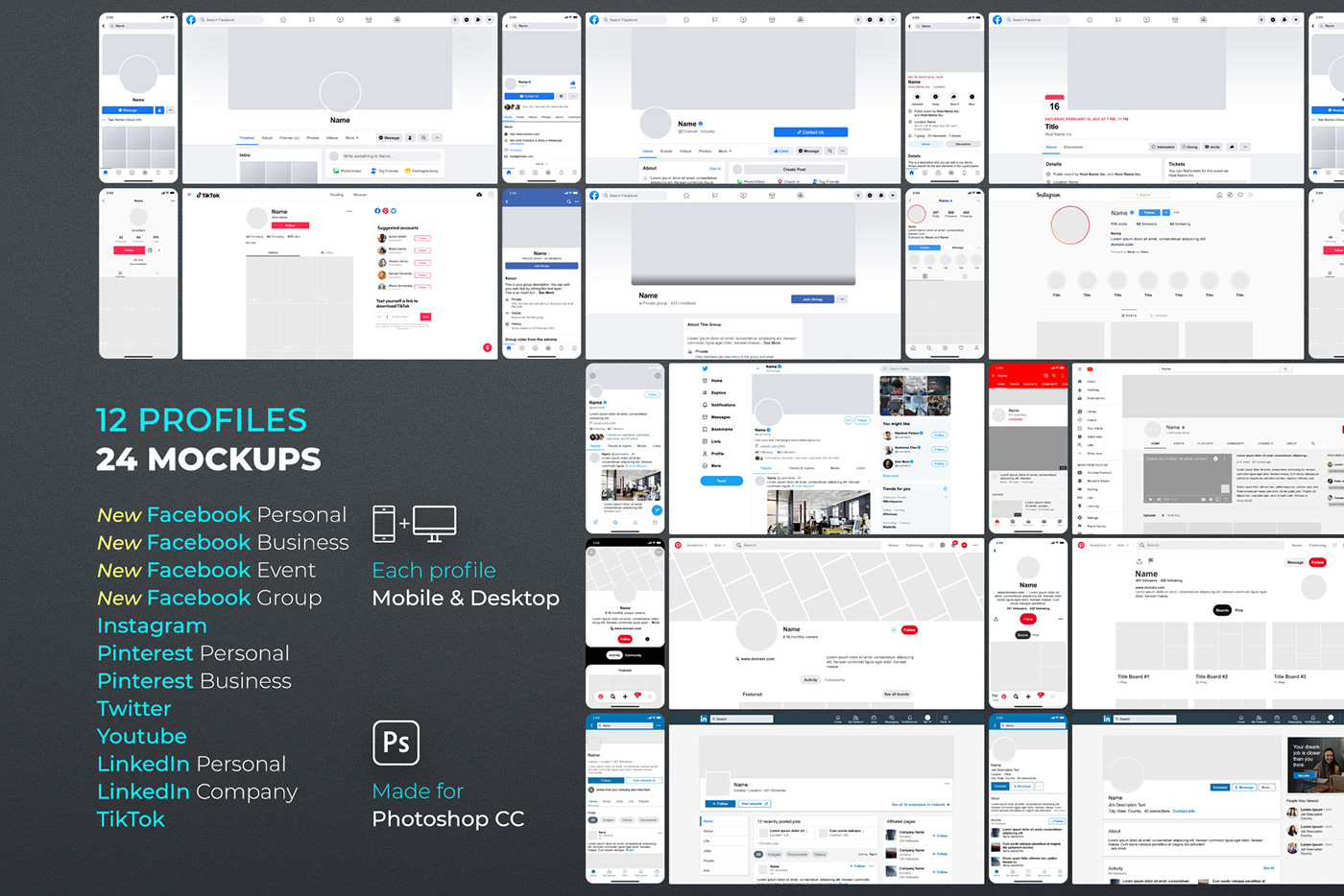 social media profile template preview Layout design Mockup mock-up facebook