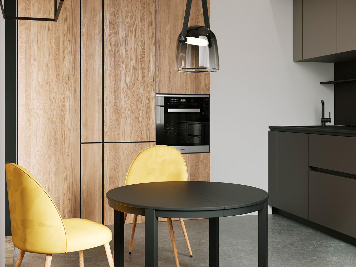 3D CGI Contemprorary design design interior hi-tec Interior kitchen living Render
