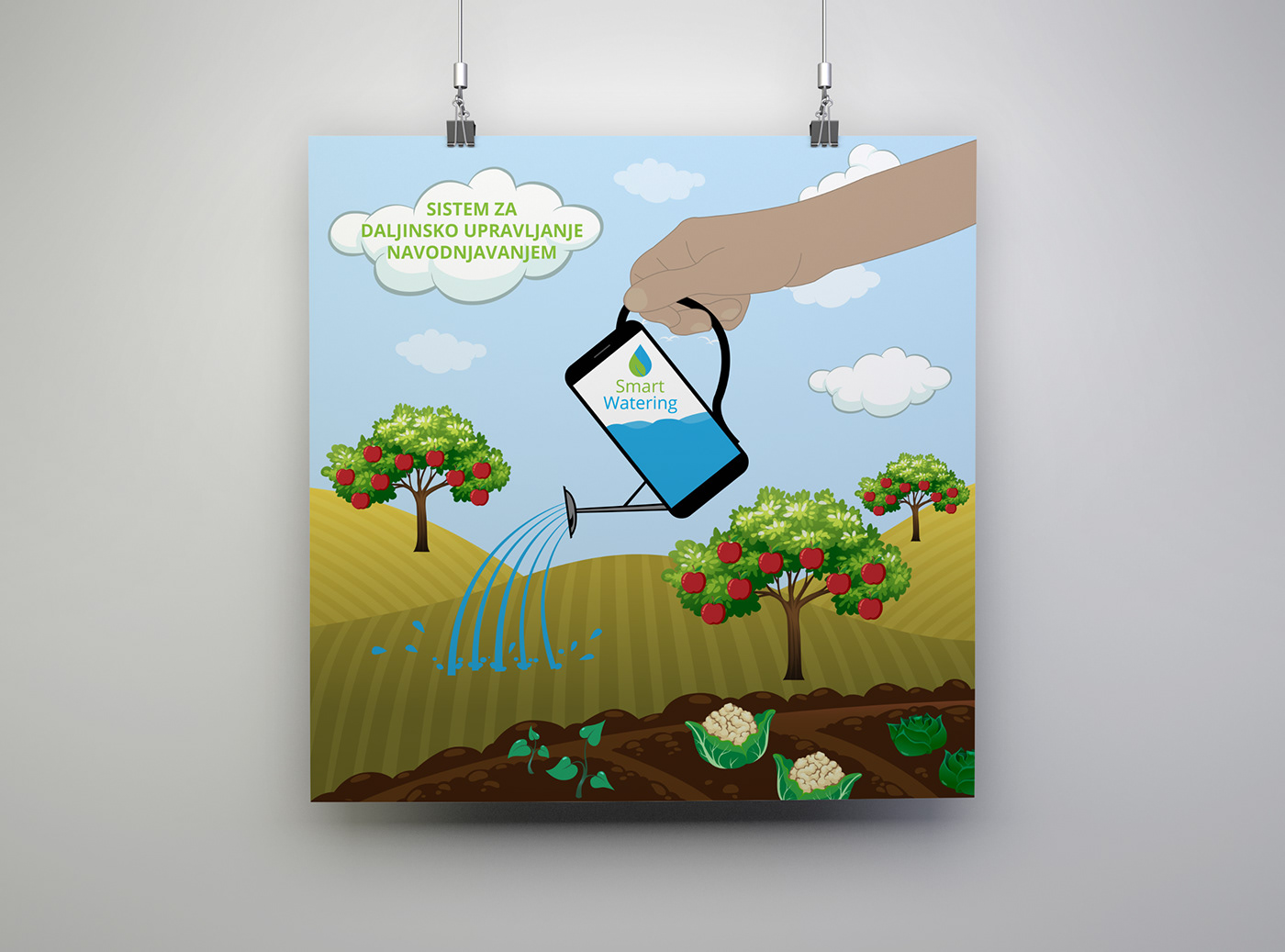 graphic design  print poster Smart watering irrigation SMS