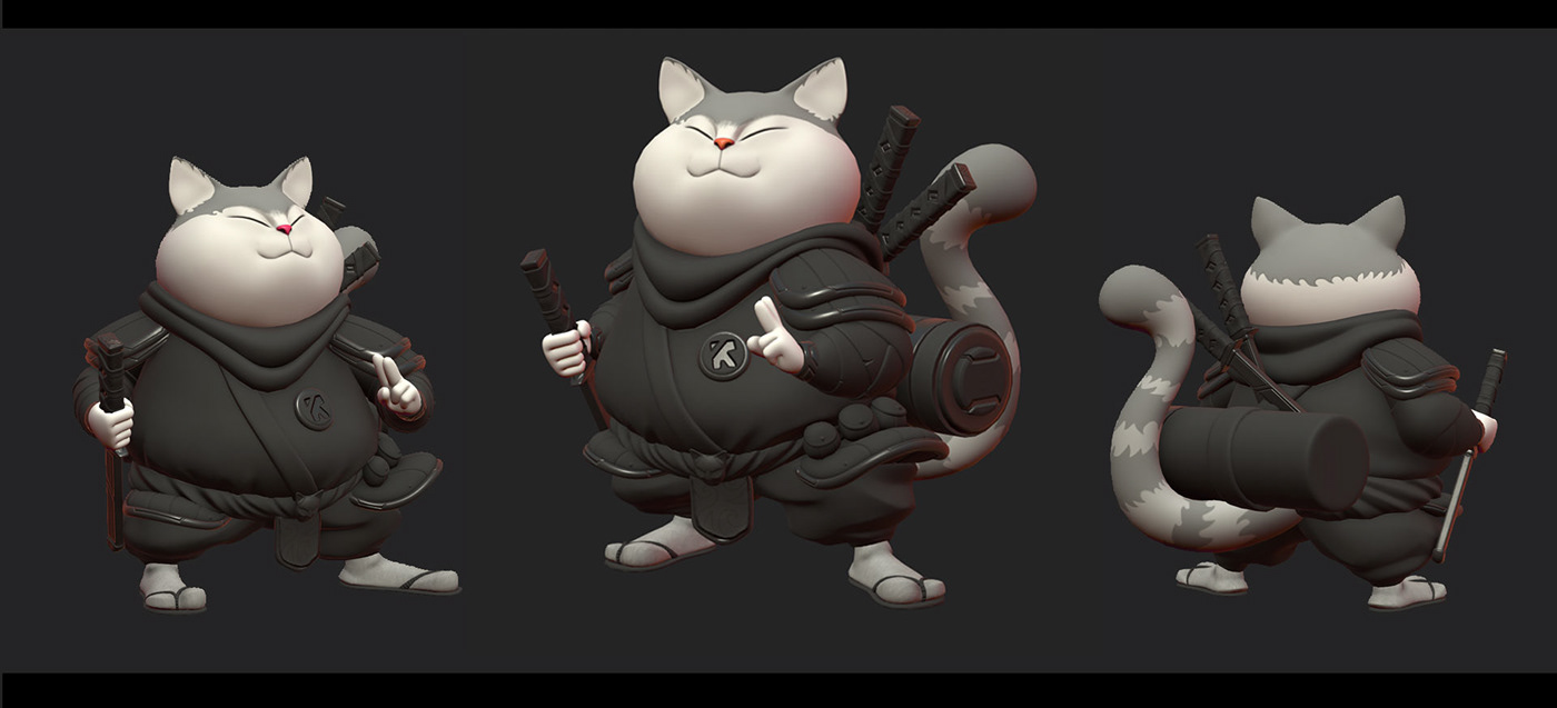 Cat ninja Character 3D Character