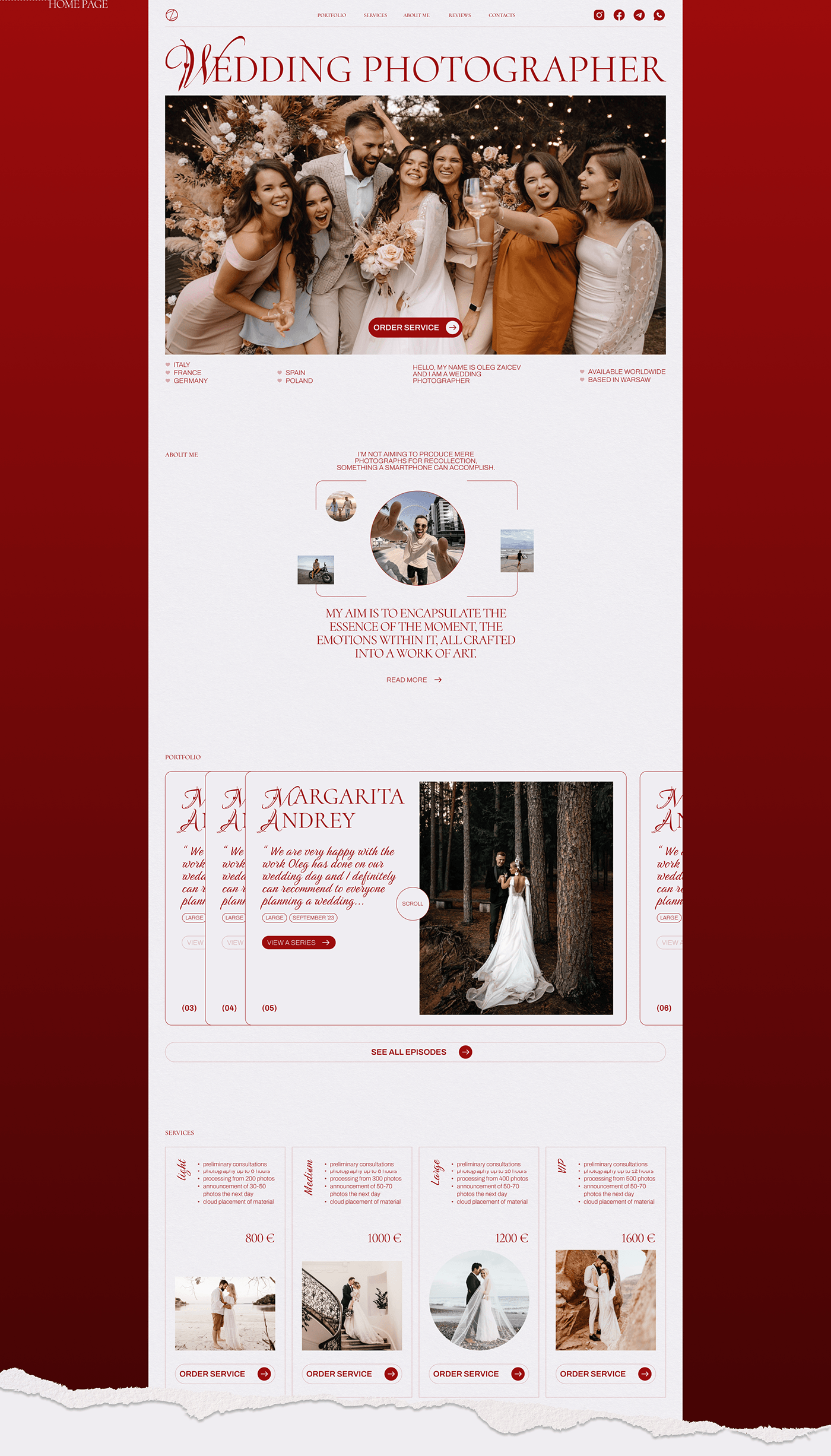 Wedding Photographer Photography  Web Design  UI/UX portfolio