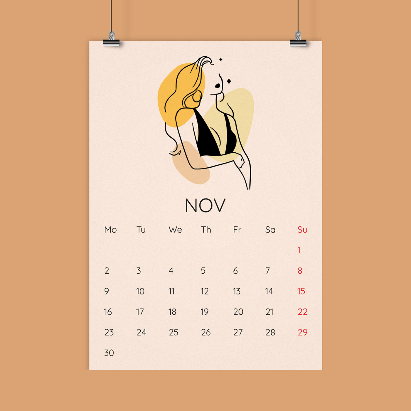 ai calendar calendardesign graphicdesign ILLUSTRATION  minimalist Mockup photoshop PS women