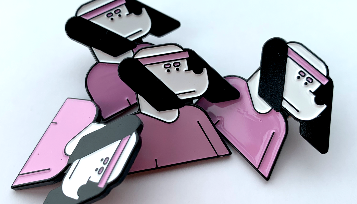 pin ILLUSTRATION  dog Hipster pink design accessories