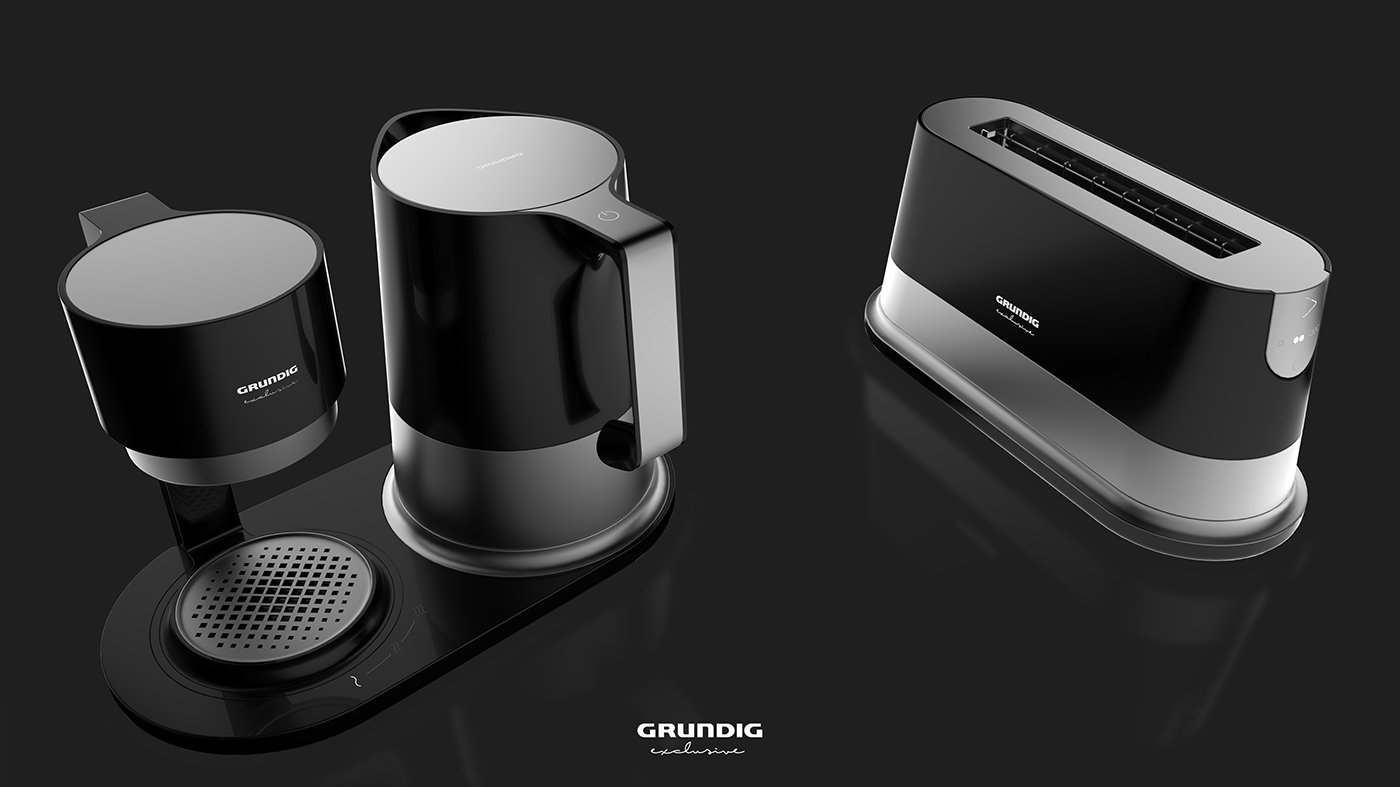 toaster kettle Coffee maker design industrial creative branding  brandidentity creatives product black ınox ux uı user interfacedeaign Interface