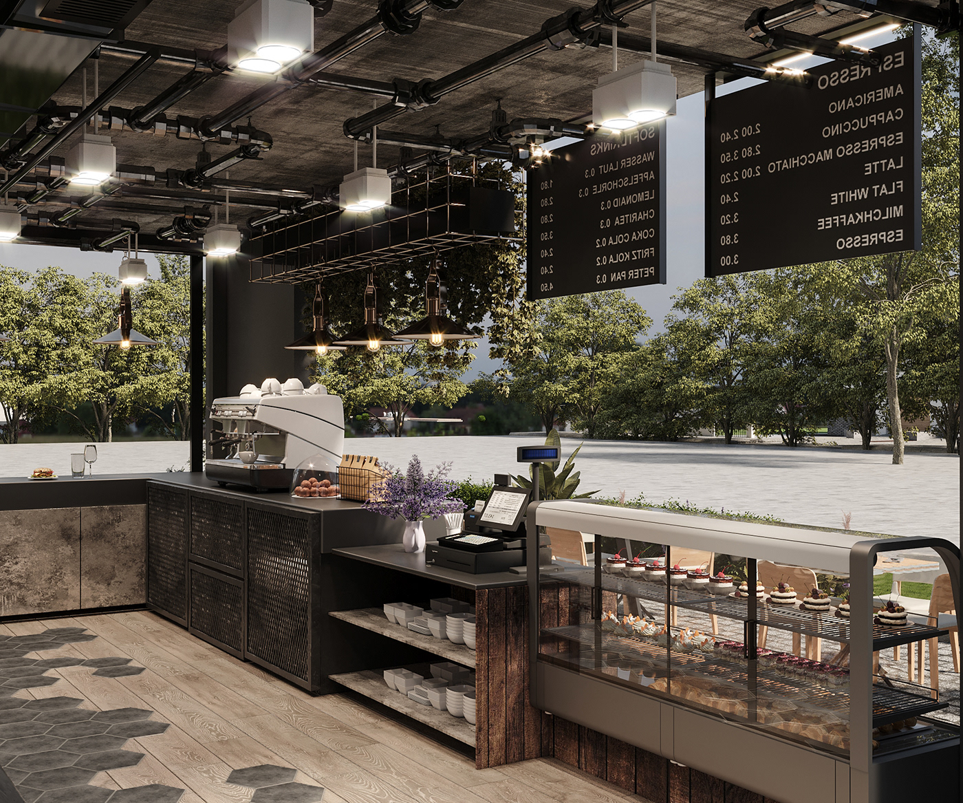 bar cafe commercial container counter industrial industrial design  interior design  restaurant