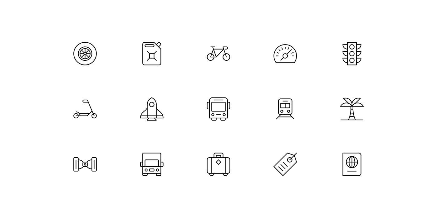 A collection of travel & tourism icons