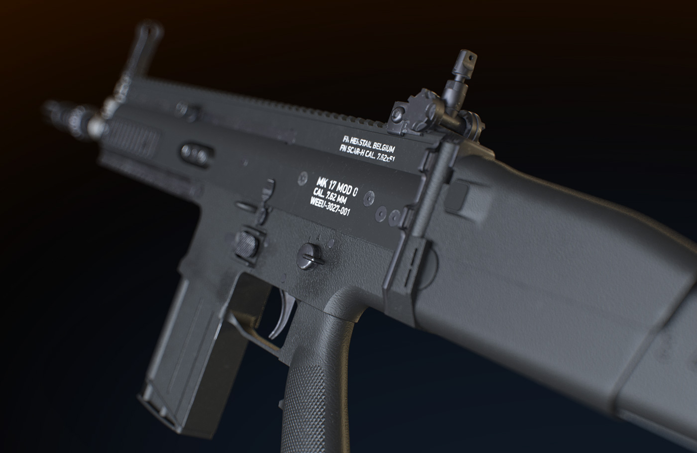 fusion 360 octane cinema 4d Substance Painter modeling texturing rifle Gun SCARE-H