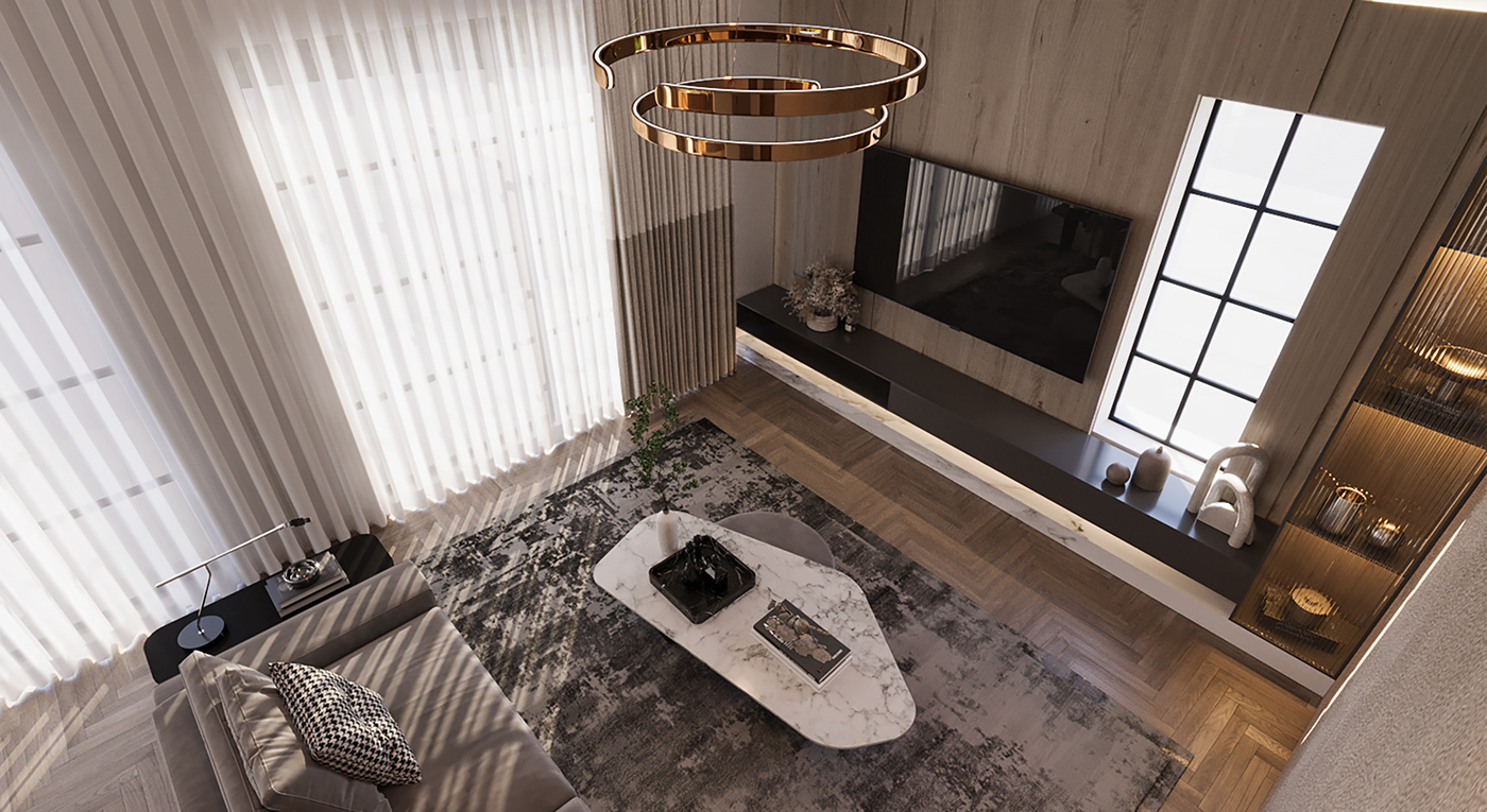 Interior architecture visualization 3ds max corona Render modern living room design