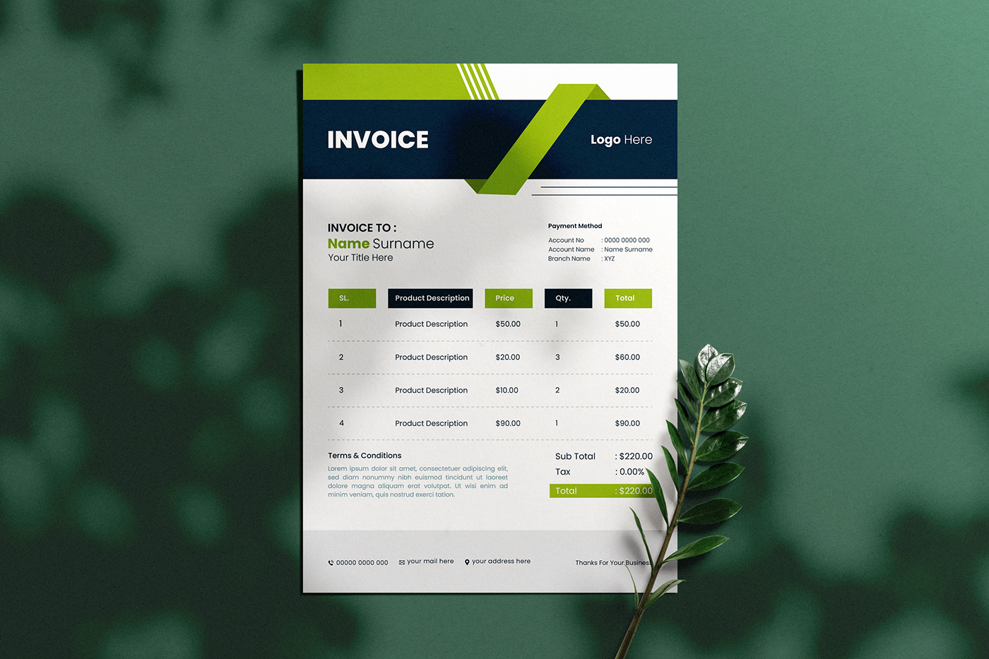 Minimal And Professional Invoice Design