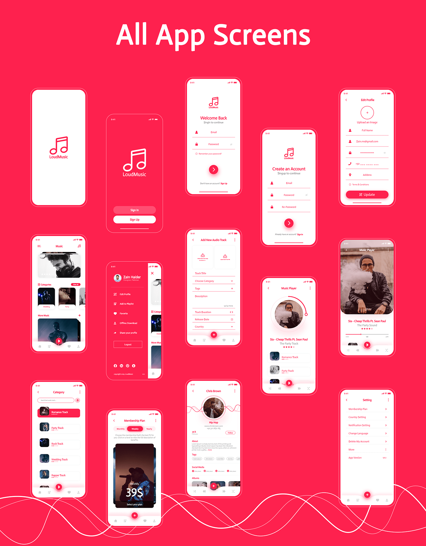 UX Designs ui designs ux/ui Interaction design  UI/UX music app app design
