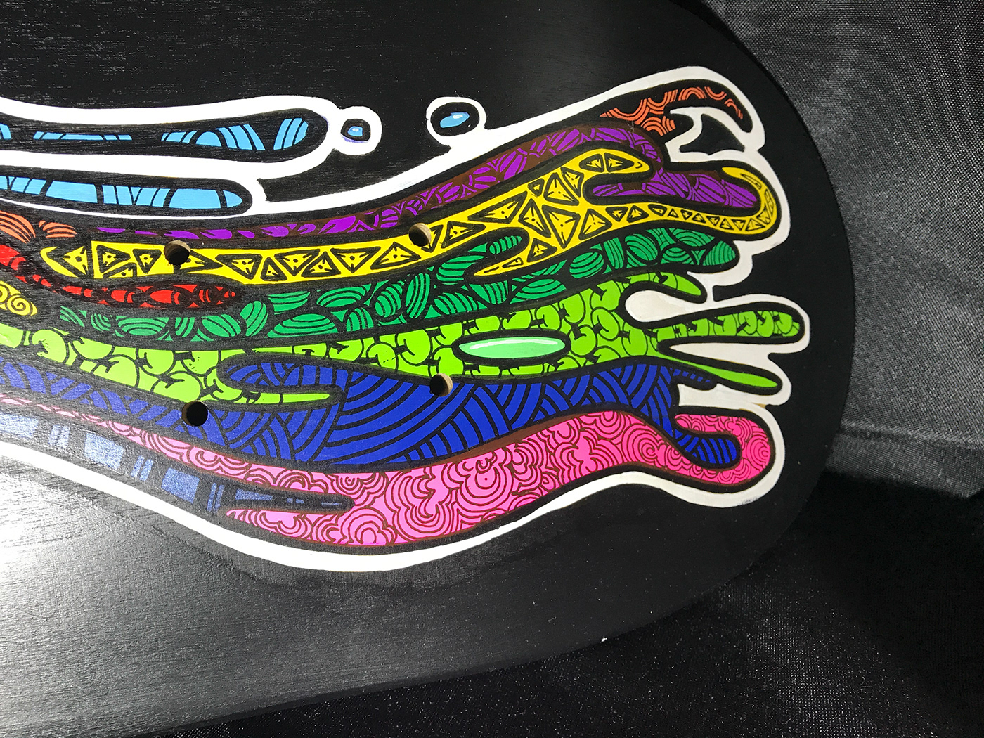 Fran ferriz doodle zentangle Posca astronauta rainbow skateboard DIY