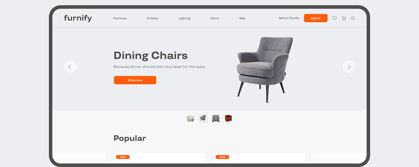 e-commerce UI ux Web Figma sketch principle animation  furniture shop