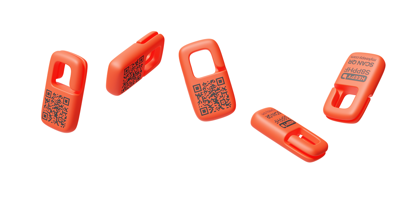 3D carabiner gadjet keychain qr Render tag Wearable