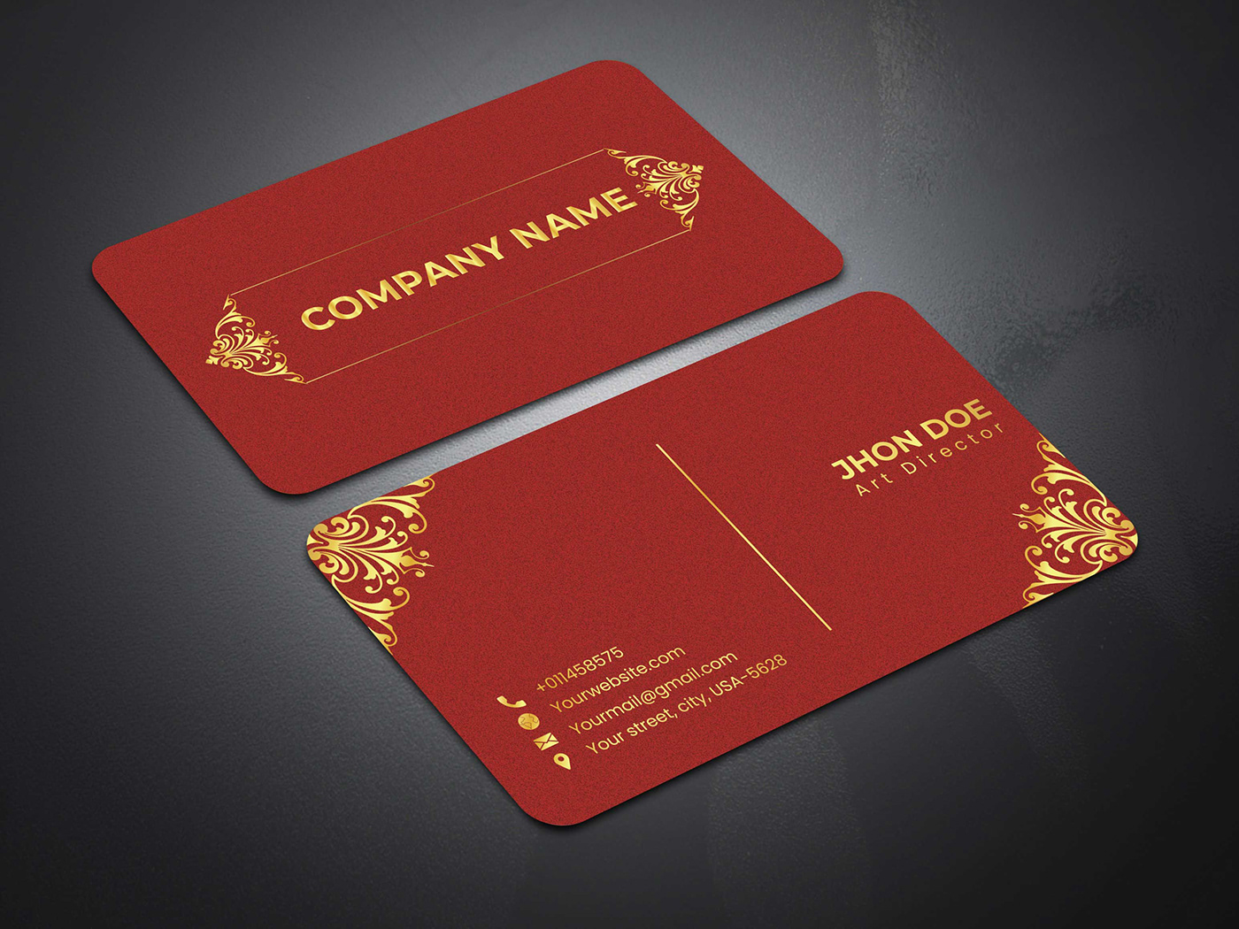 agency awesome business card corporate fiverr golden luxurious professional red