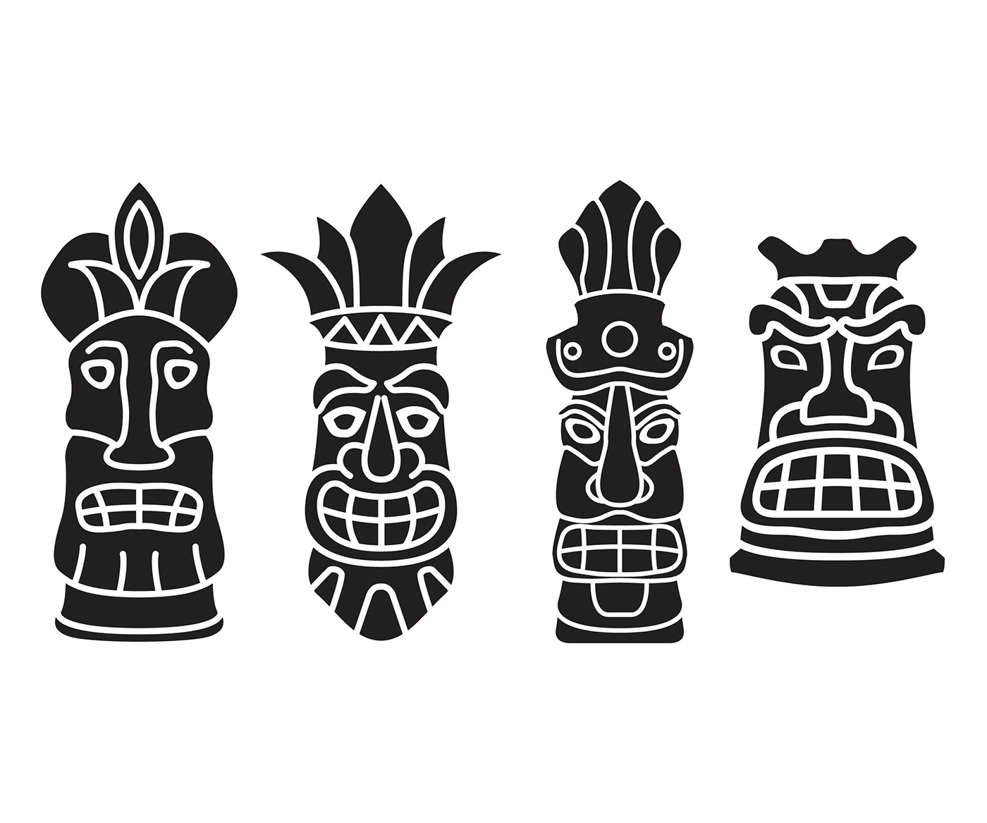 conveyor Ethnic face factory ILLUSTRATION  mask tahiti Tiki Totem Tropical