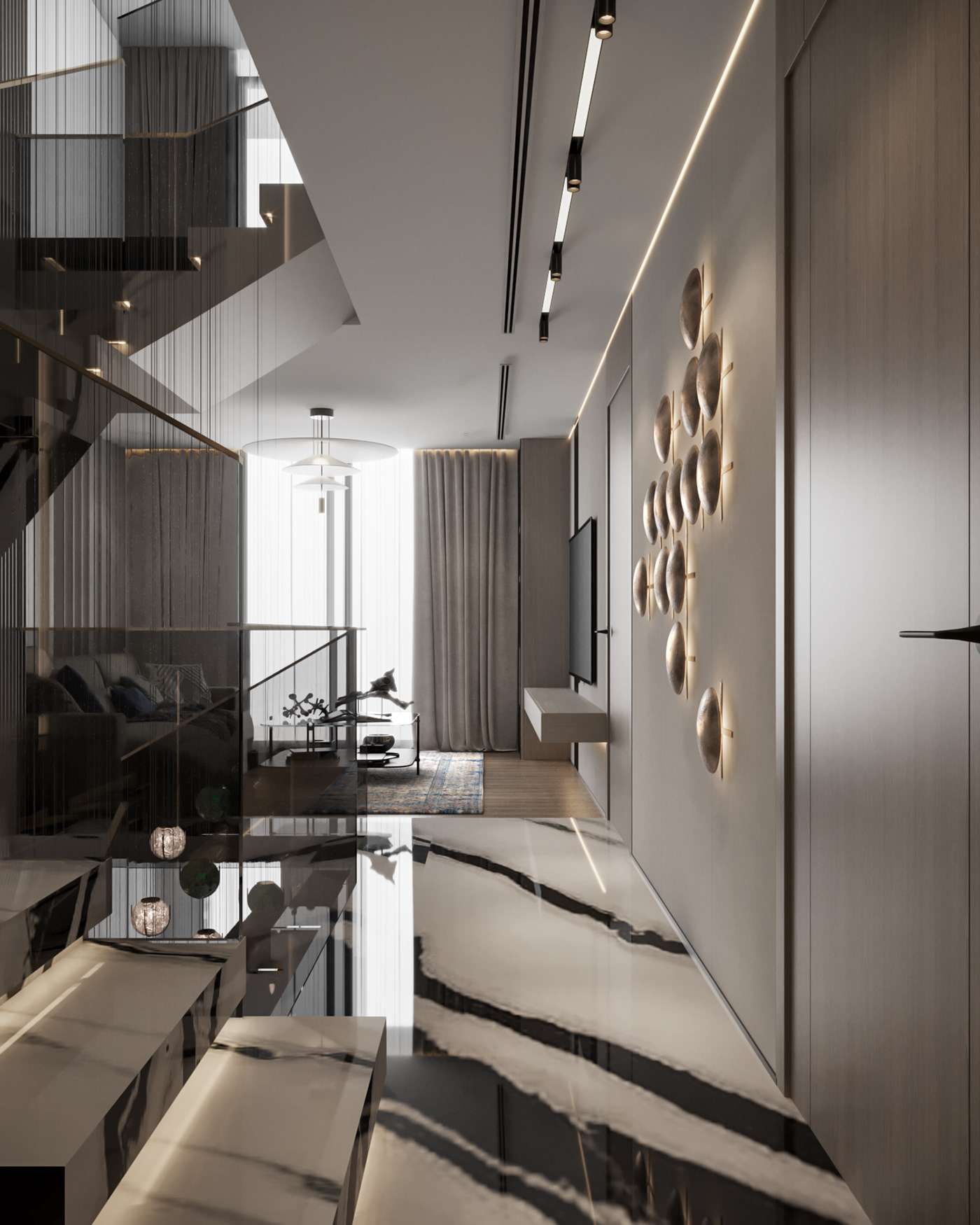 interior design  architecture visualization corona modern 3ds max living room Minotti design cattelan italia