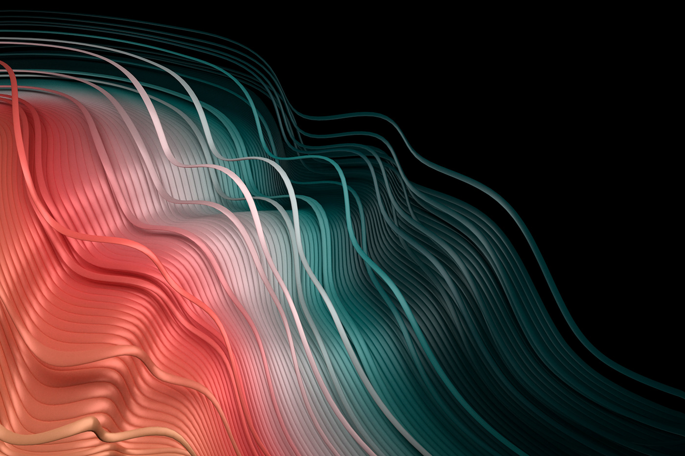 3D abstract CGI colorful curves gradient rendering
