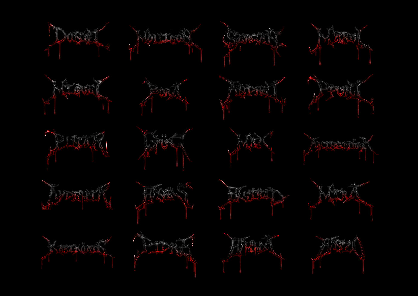 3D blender blood chrome heavy metal horror New Zealand typography   vampire