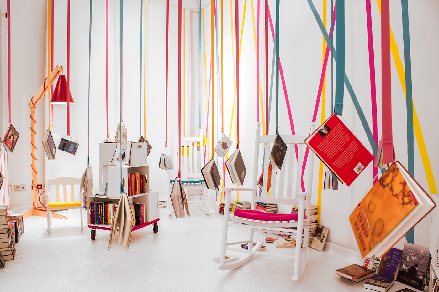 book colorful interactive rocking chair Exhibition Design  kids children teens move literature