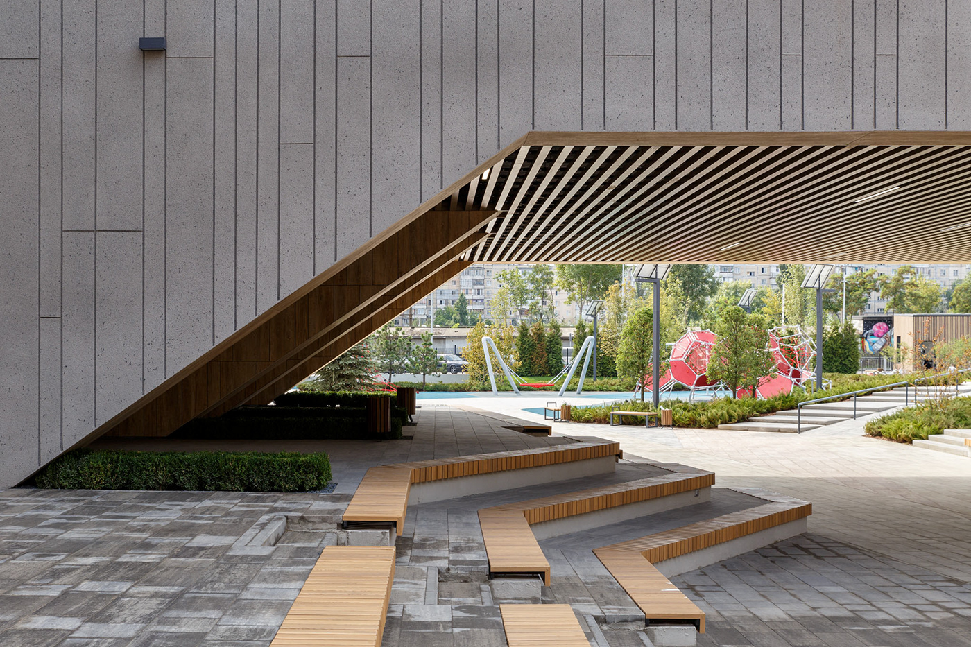 archimatika school architecture design greenhouse Education asymmetric achromatic contrast gymnasium