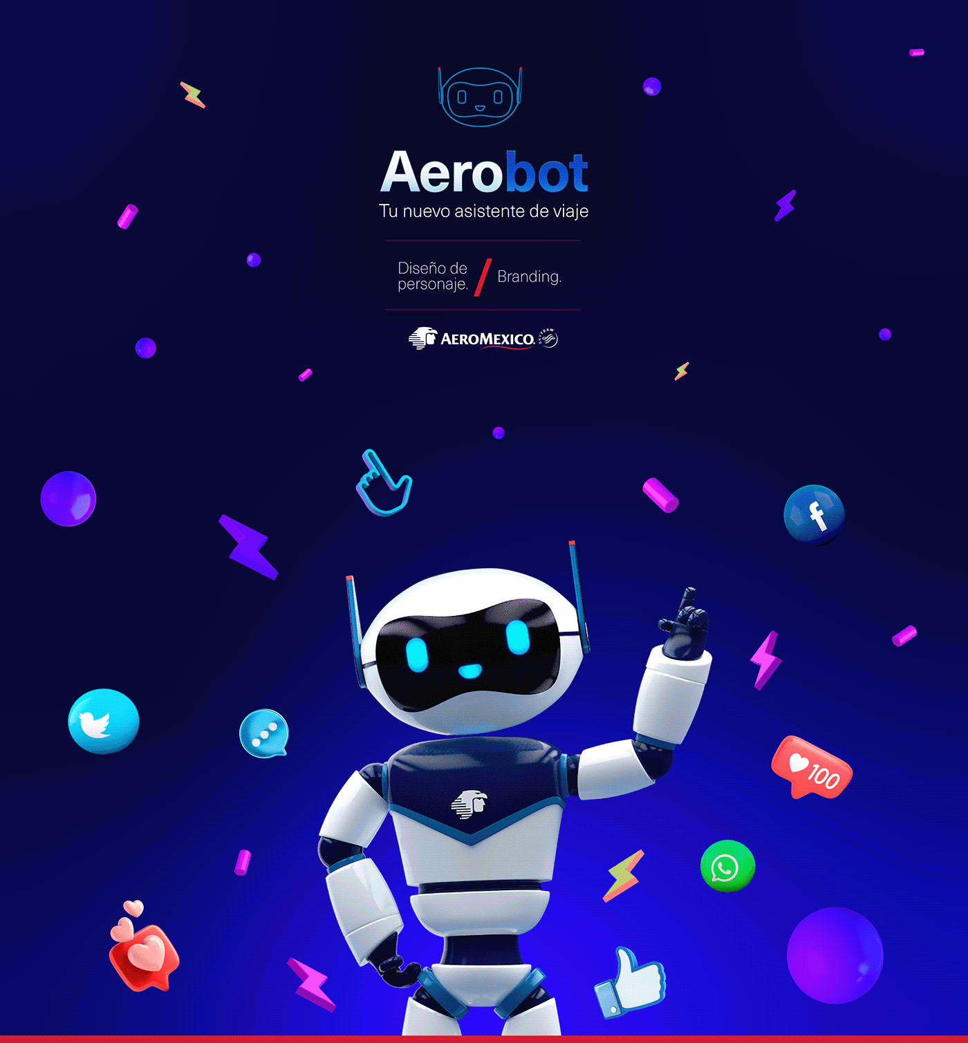 3D Aeromexico branding  Character design  Mascot Maxon Cinema 4d motion robot social media trend