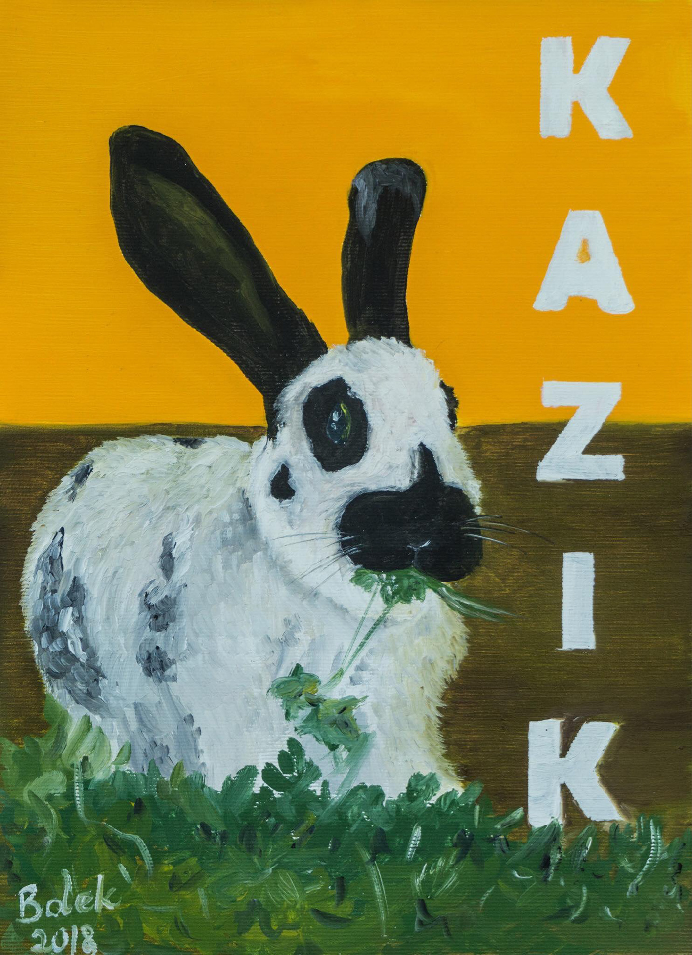 rabbit  portrait black and white  animals  painting  oilpainting