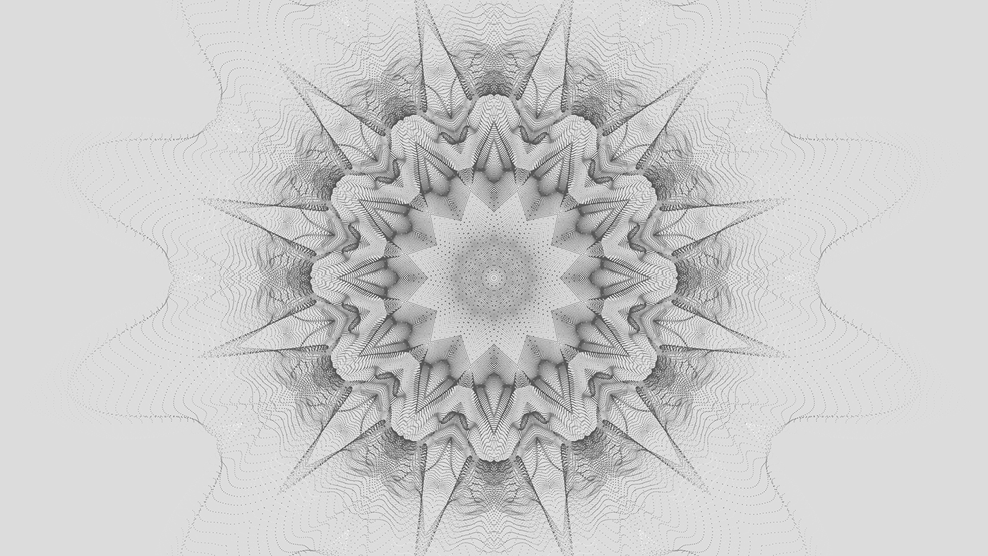 black and white chakras coding dots flower generative graphic design  illustrations Mandala processing