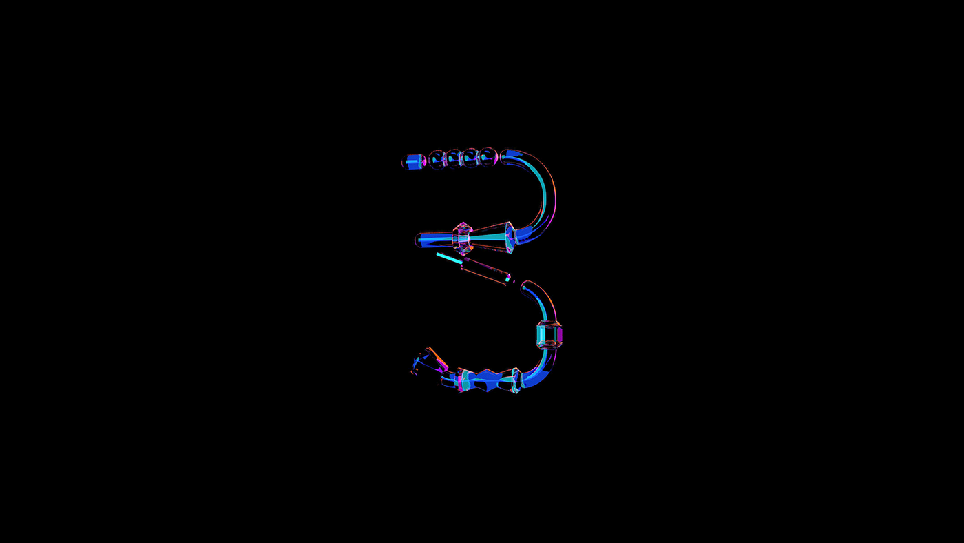 36daysoftype 3D chrome design glass graphic lights minimal numbers
