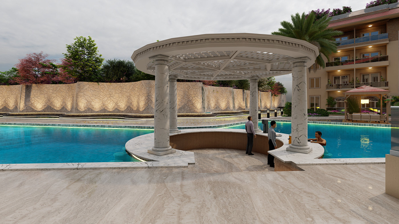 swimming pool architecture Render visualization 3ds max exterior apstract egypt Photography  photoshoot