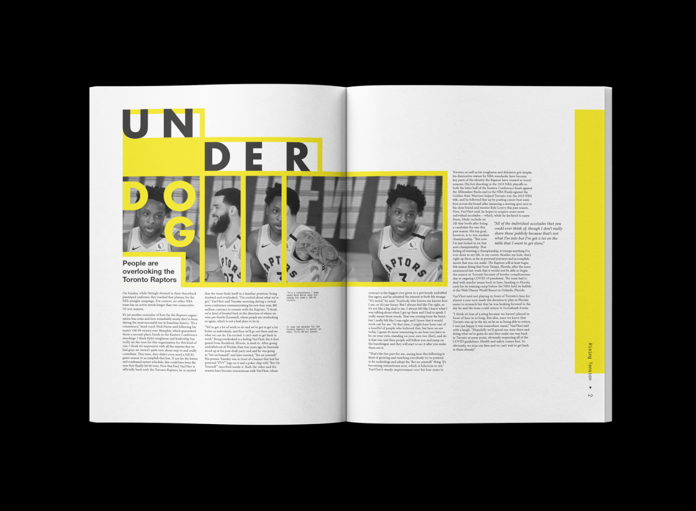 editorial design  graphic design  grid InDesign Layout Design magazine Magazine design minimal Toronto Raptors typography  