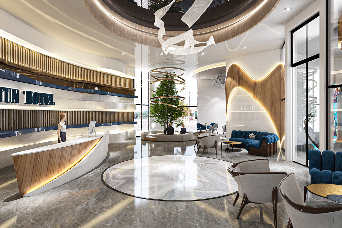 Interior architecture Render visualization hotel bar furniture luxury design interior design 