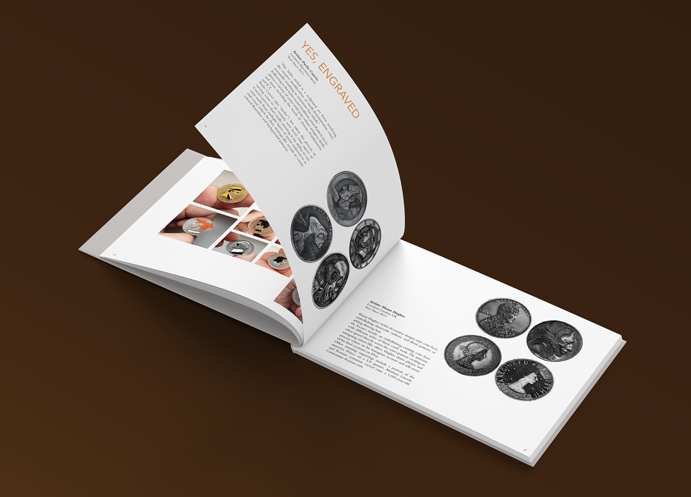 publication design print design  COFFEE TABLE BOOK coins artists editorial design  grids layouts
