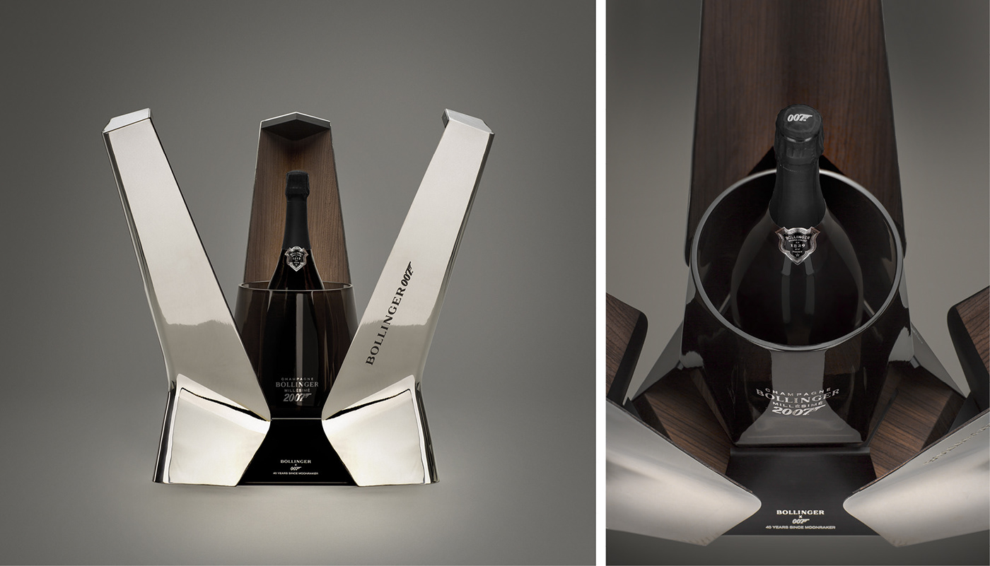 Champagne Bollinger JAMES BOND 007 luxury product design  3D rendering moonraker ice bucket
