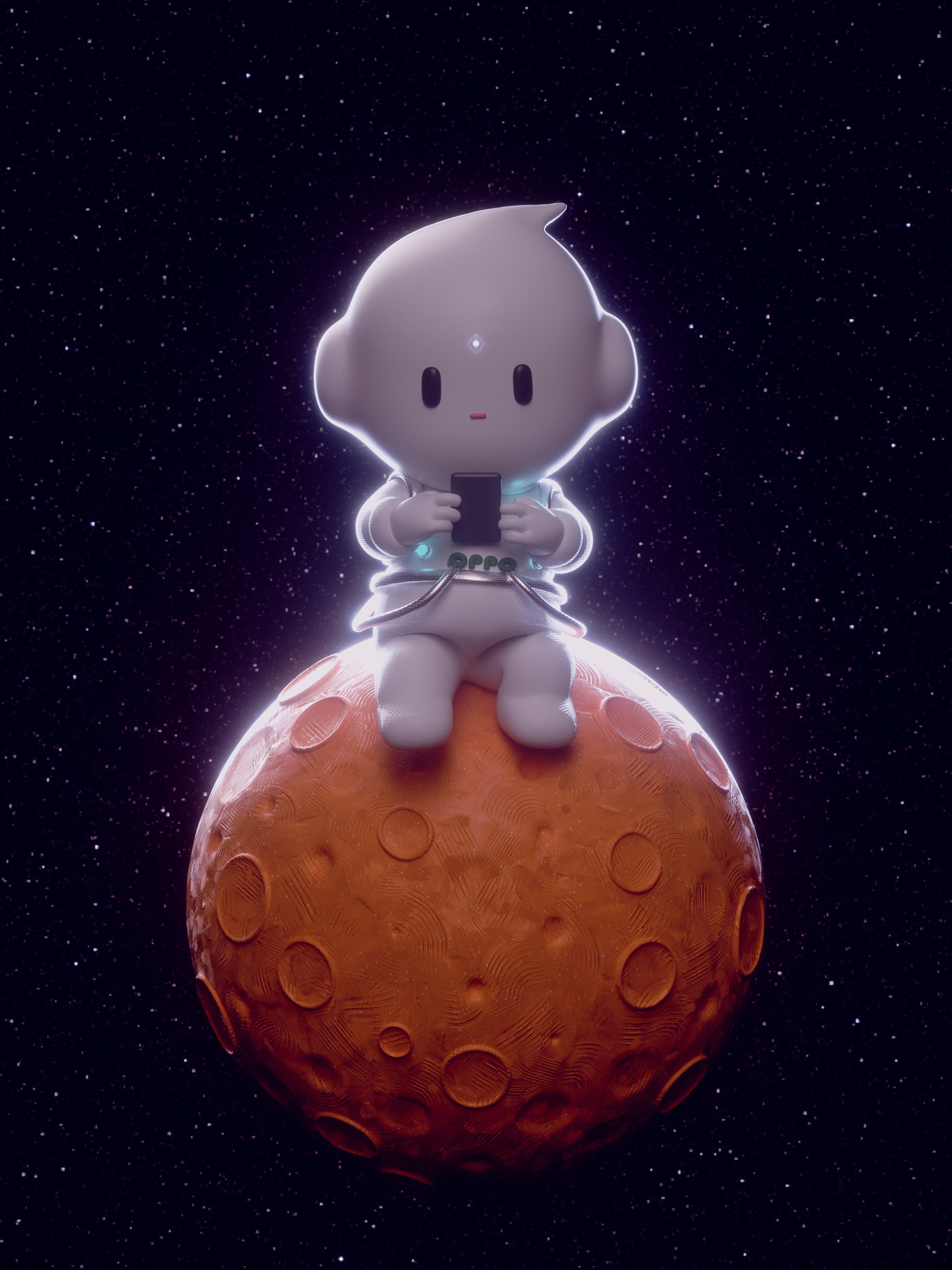 c4d Maxon Cinema 4d Aerospace character animation future life Future technology Mascot moon Oppo Space universe