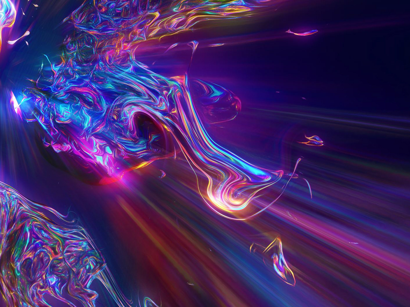 Space  abstract 3D cinema4d octane rainbow Liquid fluid psychedelic