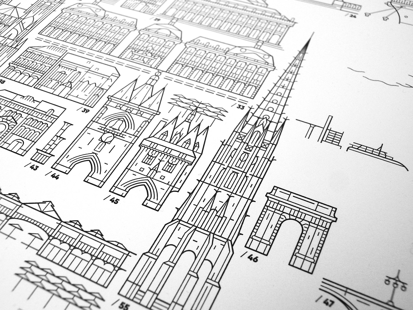 architecture Bordeaux Carte city graphism ILLUSTRATION  line art map minimalist town