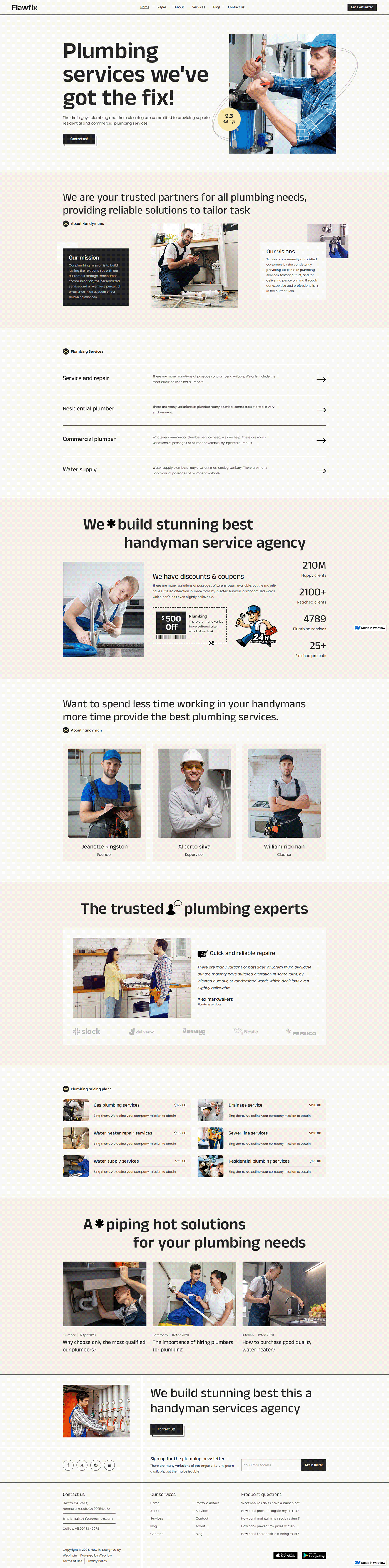 A Premium Webflow Template for All Kind Of Information Handyman & Plumber Services Based Websites.