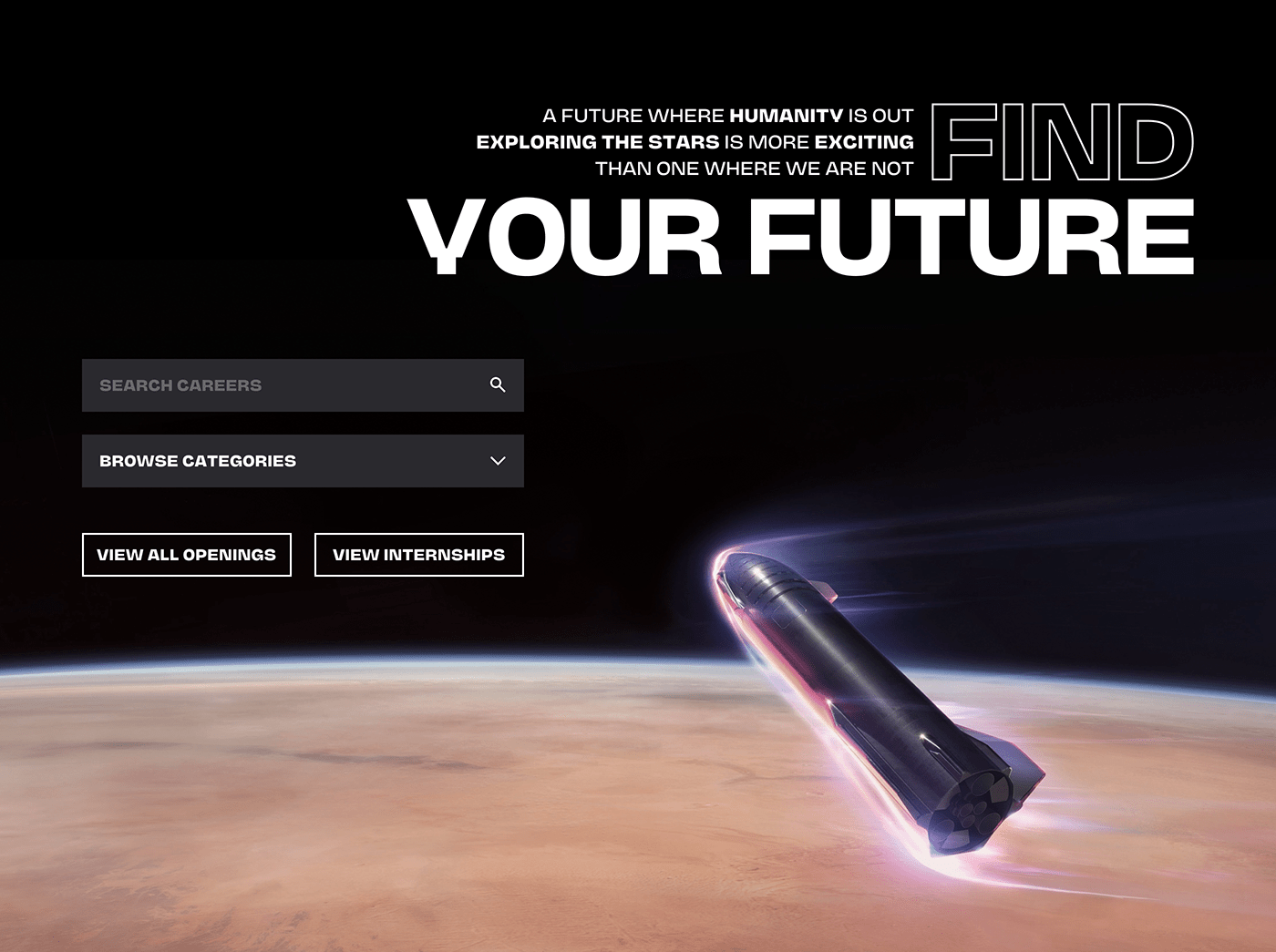future landing page mars rocket Space  spacex starship UI ux Web Design 