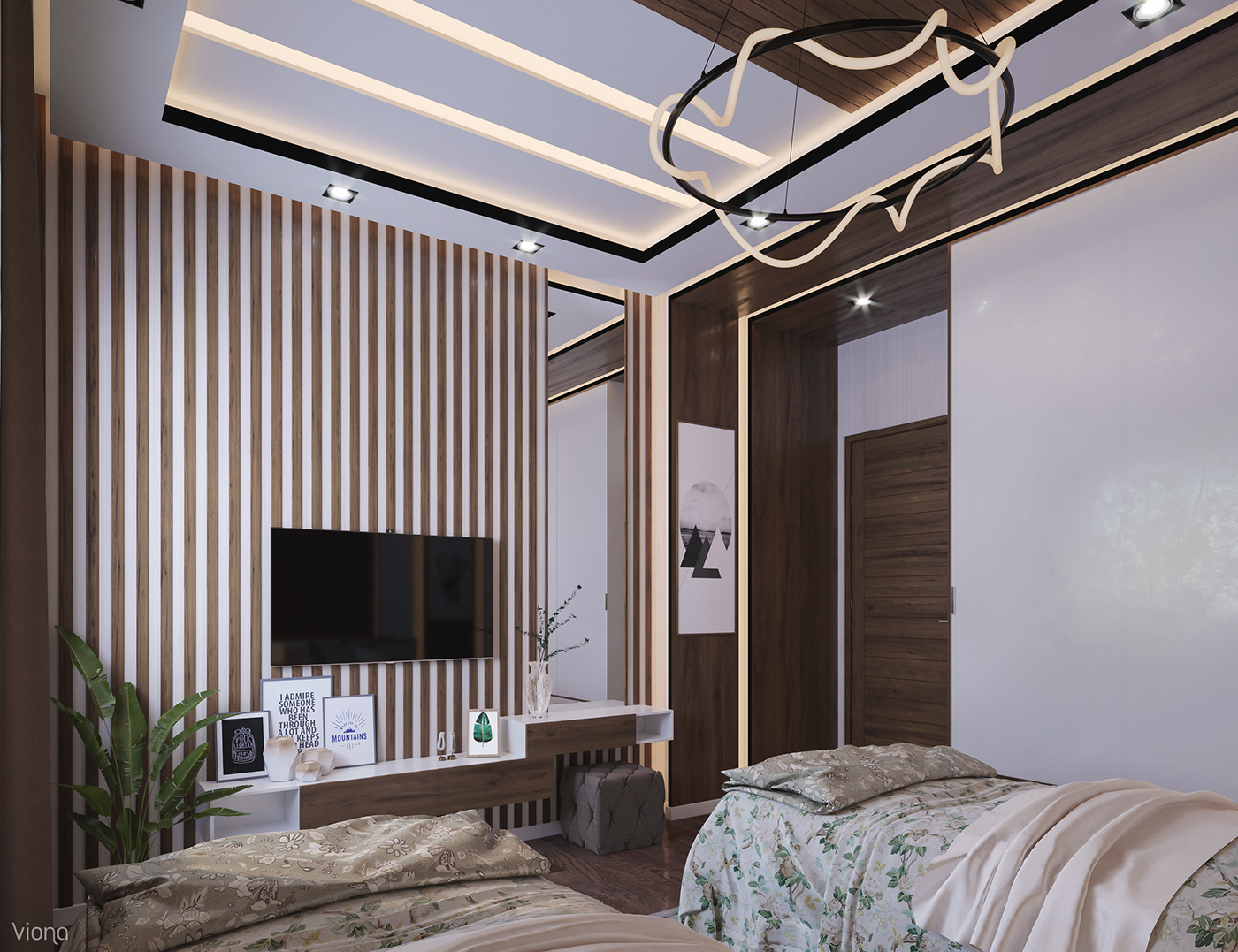 Interior design viona studio modern hotel bedroom livingroom kidsroom Render visual
