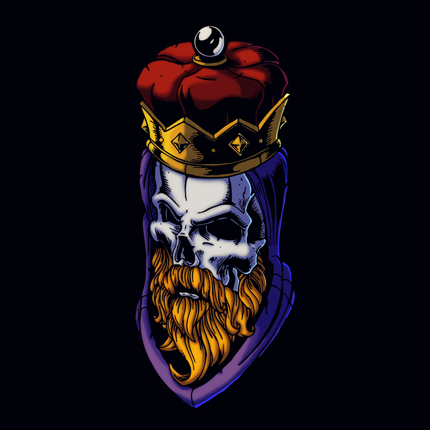 skull king beard color ILLUSTRATION  vector sketch design draw paint