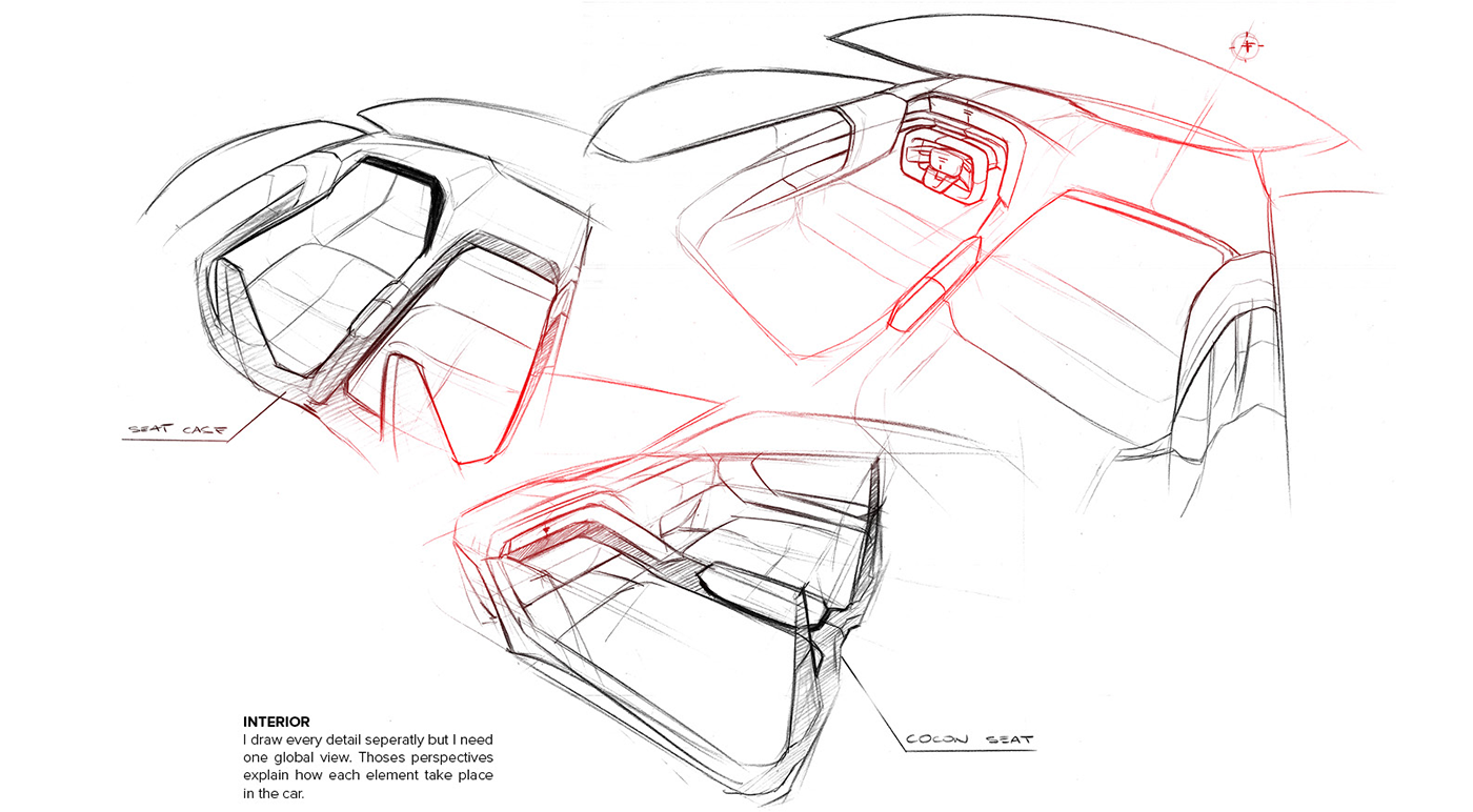 car tesla sketch rough design concept automotive   automobile Render motors sketchbook