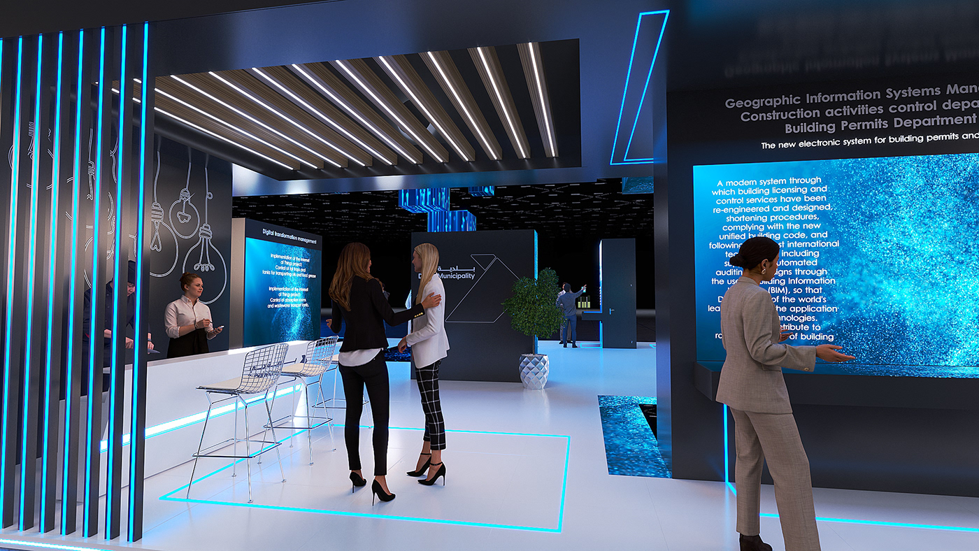 booth booth design Dubai Municipality Event Gitex 3d max futuristic