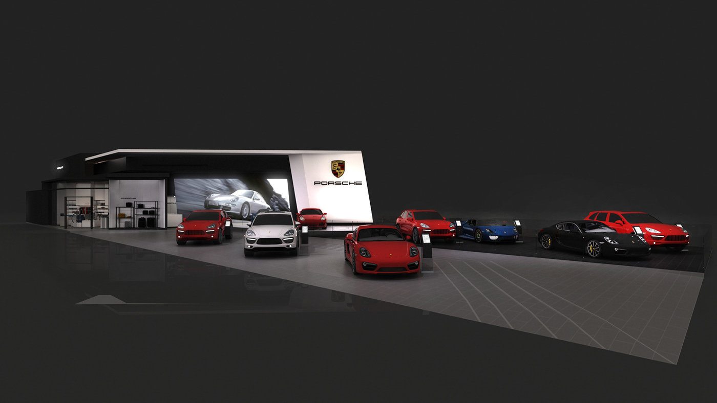 Porsche car automobile trade Exhibition  stand design