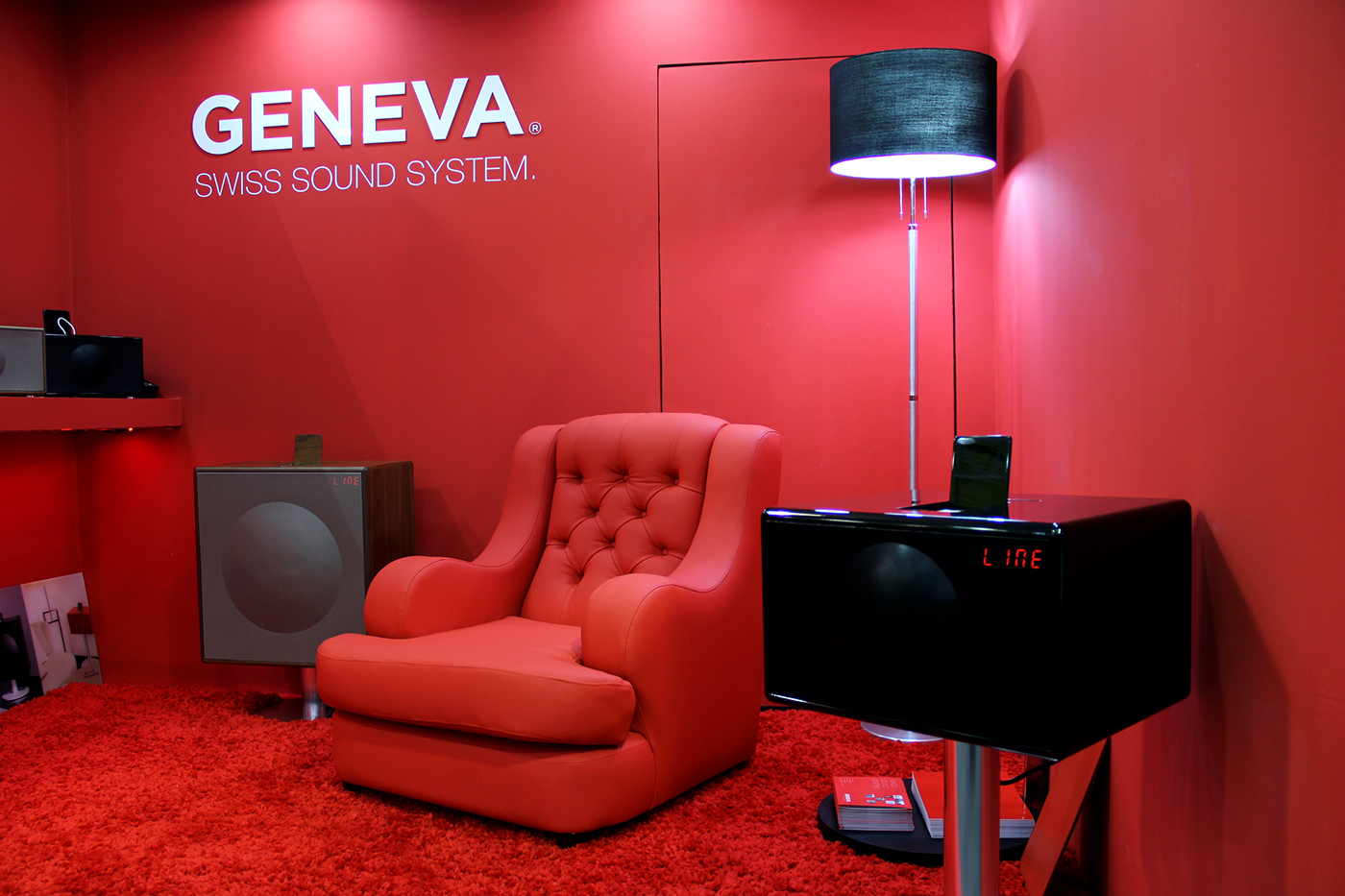 chair sound Stand Display red Fair bogota colombia decorative Interior