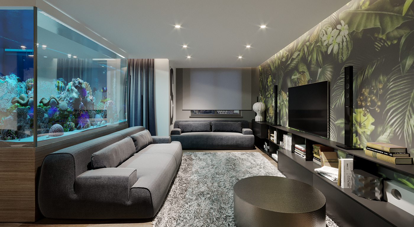 apartment penthouse design furniture Render 3D Interior architect house studio