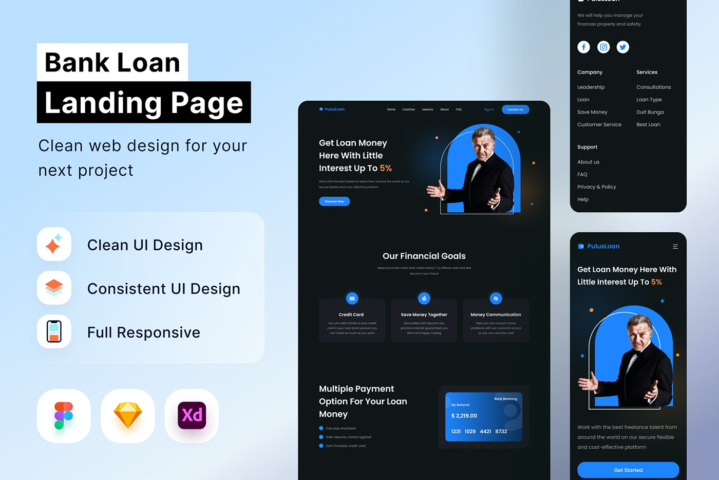 Bank bank loan branding  business dark landing page money UI/UX Web Design 